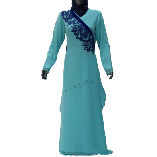 Abaya Poly Georgette embroidered side swirl design